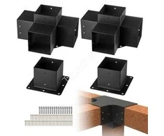Vevor Pergolos laikiklių rinkinys 152,4 x 152,4 mm, 4 krypčių tvirtas kampinis laikiklis, stulpo pagrindas