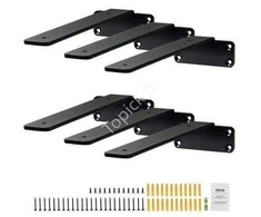 6 vnt. plaukiojančių lentynų laikikliai, 6" L x 4" W x 1,6" H, matinis juodas, 5 mm storio, 72,57 kg apkrova