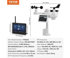 VEVOR Meteorologinė bevielė orų stotelė YT60233 7in1 WiFi