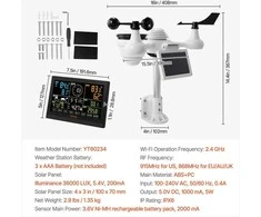 VEVOR Meteorologinė belaidė orų stotelė YT60234 7in1 WiFi