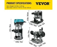 VEVOR Medienos freza 710W su priedais