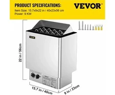 VEVOR 9kw sauna krosnelė, 380-415v, su valdymu