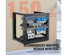 9 U atviro rėmo sieninis serverių stovas 19″ – 150 kg, 530 × 450 × 520 mm