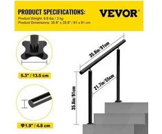 VEVOR lauko laiptų turėklai, 86 cm, reguliuojami