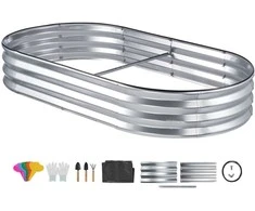 Vevor Cinkuota metalinė dėžė daržovėms 180x90x30cm
