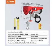 VEVOR Elektrinis gervė kranas su pulteliu 230V