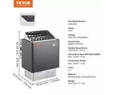 VEVOR 6KW elektrinė sauna su skaitmeniniu valdikliu 5-9 m³