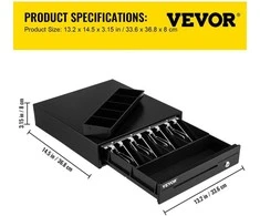 VEVOR Kasos stalčius 33 cm 12 V, POS sistemoms