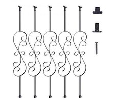 Matinis juodas metalinis turėklų stulpelis laiptams 111,8 cm