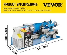 VEVOR Mini metalo tekinimo staklės, 550W kintamas greitis