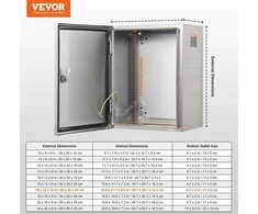 Vevor Nerūdijančio plieno elektros dėžė su užraktu 40 x 30 x 25 cm