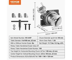 VEVOR Rotacinis stalas frezavimo staklėms, 100 mm