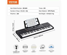 VEVOR 61 klavišų nešiojamas skaitmeninis pianinas