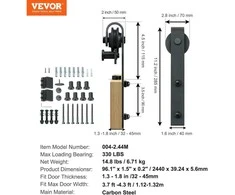 VEVOR 8 pėdų slankiojančių durų komplektas