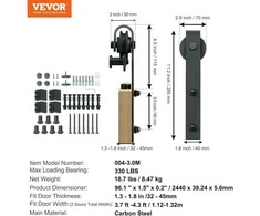 VEVOR 2,4 m stumdomų durų furnitūros rinkinys