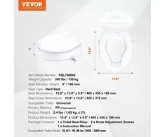 VEVOR Pakeltas tualeto dangtis su 10 cm paaukštinimu