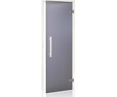 Andres Glass Solutions AD stiklinės pirties durys, Baltas rėmas, Matinis stiklas, 90 x 210, Matinė pilka