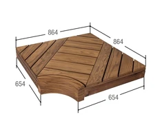 Kampinis gulto elementas moduliniams pirties gultams, pušies mediena 654x654 mm