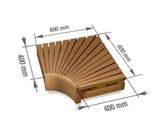 Kampinis gulto elementas moduliniams pirties gultams, 600x600, Karščiu apdorota drebulė