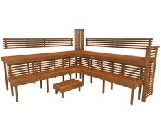 Modulinis pirties gultas PREMIUM, Termo-drebulės mediena 2900 x 2990 mm