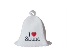 Pirties kepurė - I love sauna, balta