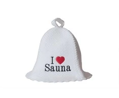 Pirties kepurė - I love sauna, balta