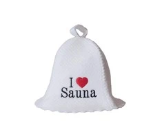 Pirties kepurė - I love sauna, balta