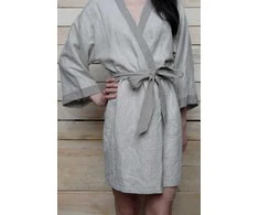 Rankų darbo lininis chalatas - kimono XS-S