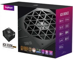 1STPLAYER ACK, 650W, 80 PLUS Bronze, ATX 3.1, PCIe 5.1 maitinimo blokas, juodas