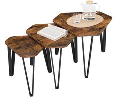 Songmics 3 kavos staliukai su metalinėmis kojomis VASAGLE LNT14BX