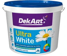 Akriliniai dažai sienoms ir luboms DekART, balti matiniai, 6.3kg