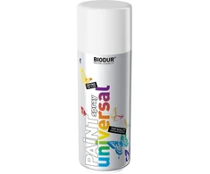 Universali aerozolinė emalė BIODUR, baltas satinas RAL9010, 400 ml