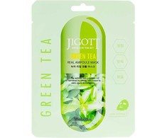 Jigott Jigott Jigott Žalias Tea Real Ampoule Mask 27 ml 0 Korėjietiška kosmetika 27ml korėjietiška lakštinė veido kaukė