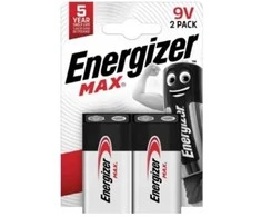 2vnt. 6LR61/9V (R9*) Energizer Max šarminių baterijų.