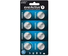 8 vnt. „everActive“ ličio baterijų rinkinys: 4 x CR2032, 2 x CR2025, 2 x CR2016