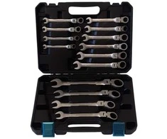Beker Vartomų terkšlinių raktų rynkinys 14 vnt., 8-24mm, Cr-V, plastikinis laikymo lagaminas.
