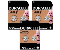Elementai Duracell CR2025, 3V, 6vnt.