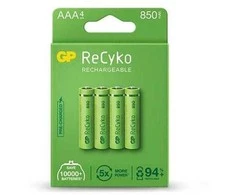 GP Battery GP ReCyko AAA R03 850mAh akumuliatoriai NiMH 1.2V, 4vnt.