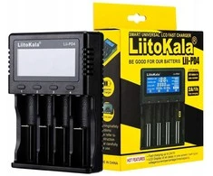 Liitokala Lii-PD4 akumuliatorių kroviklis su LCD ekranu ir 4-kanalų krovimo indikacija.