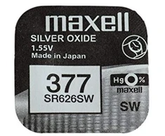 Maxell sidabro oksido baterijos 377 SR626SW 1.55V, 1vnt.