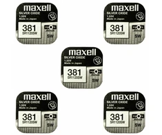 Maxell sidabro oksido baterijos 381 SR1120SW 1.55V, 5vnt.