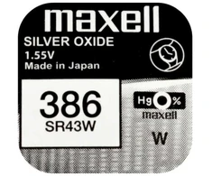 Maxell sidabro oksido baterijos 386 SR43W 1.55V, 1vnt.