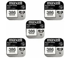 Maxell sidabro oksido baterijos 386 SR43W 1.55V, 5vnt.