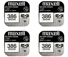 Maxell sidabro oksido baterijos 386 SR43W 1.55V, 4vnt.