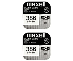 Maxell sidabro oksido baterijos 386 SR43W 1.55V, 2vnt.