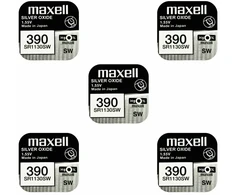 Maxell sidabro oksido baterijos 390 SR1130SW 1.55V, 5vnt.