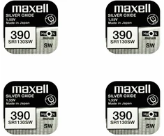 Maxell sidabro oksido baterijos 390 SR1130SW 1.55V, 4vnt.