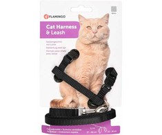 Flamingo - Ziggi Cat harness with line - Juodas