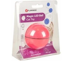 Flamingo interaktyvus žaislinis kamuolys katėms su LED šviesa, rožinis, 6 cm skersmens