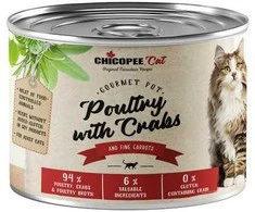 Harrison Pet Products Chicopee Gourmet paukštienos su krabais skardinė katėms 195g